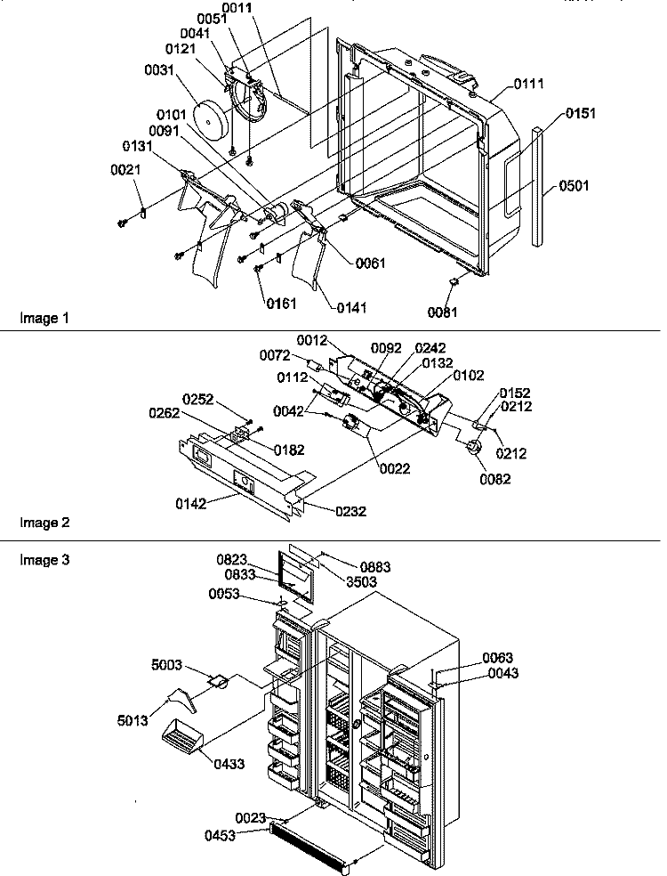ICE & WATER CAV / ELEC ASSY / & TOE GRILLE Diagram and Parts List for SRDE528TBW P1310302W W Amana Refrigerator