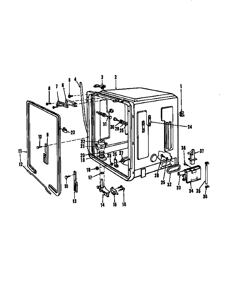 TUB DETAILS Diagram and Parts List for DUR20419OL  Amana Dishwasher