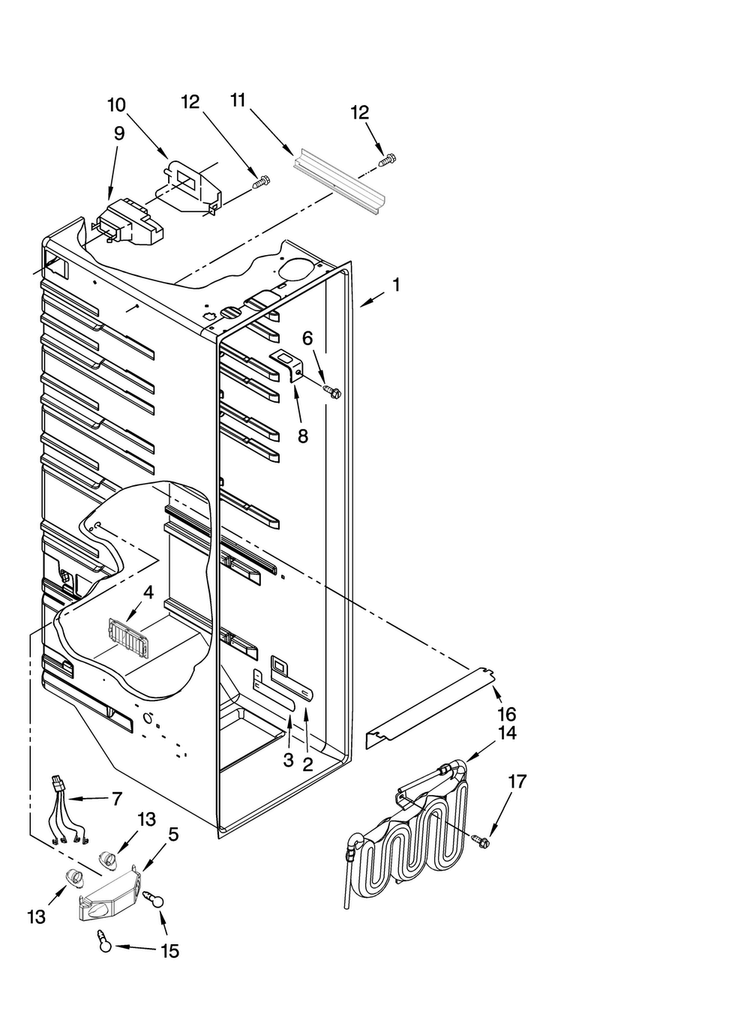 Refrigerator Liner Parts Diagram and Parts List for MSD2254VEQ00  Maytag Refrigerator