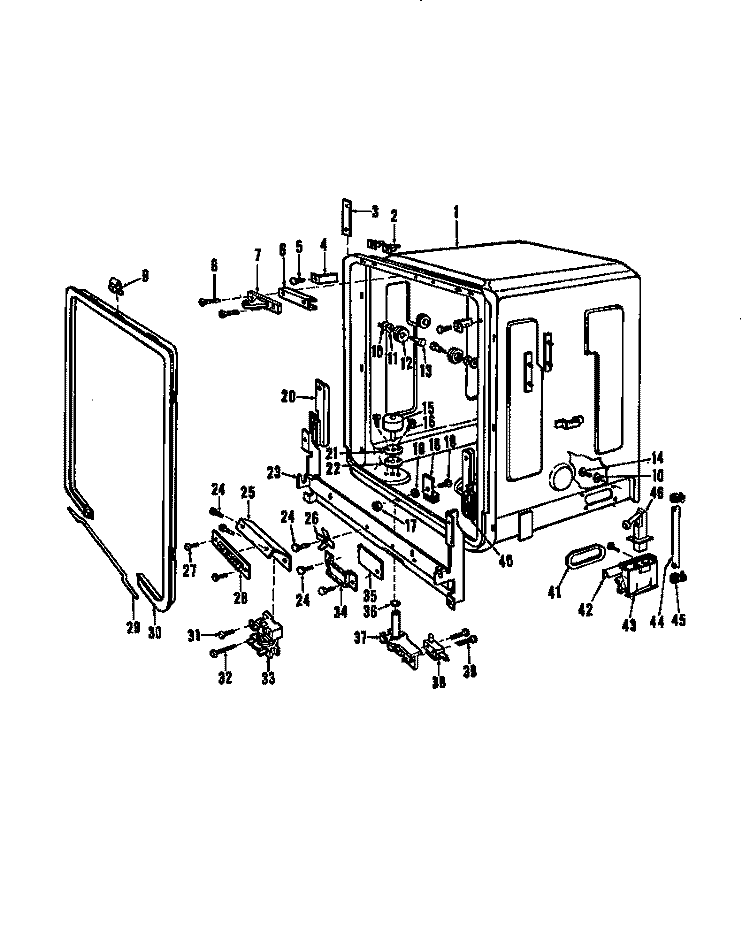 TUB DETAILS Diagram and Parts List for DCS-211-1A DCS-211-1 A Caloric Dishwasher