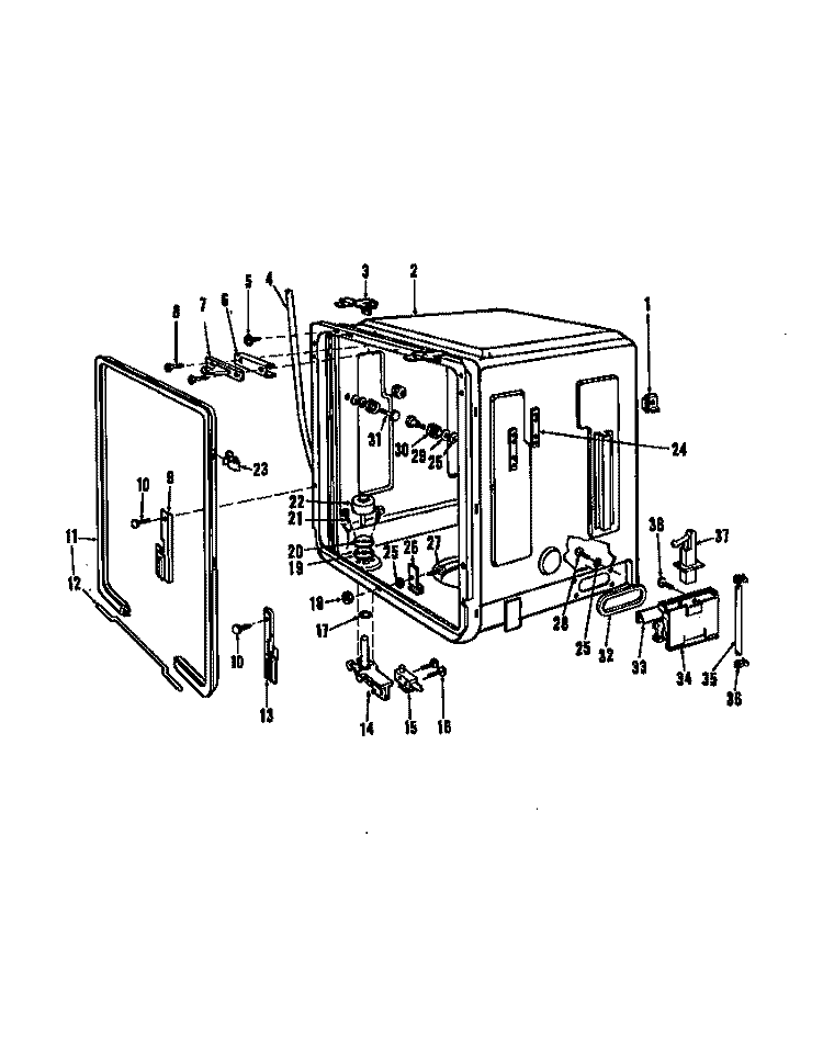 TUB DETAILS Diagram and Parts List for DUS-204-19 DUS-204-1 9 Amana Dishwasher