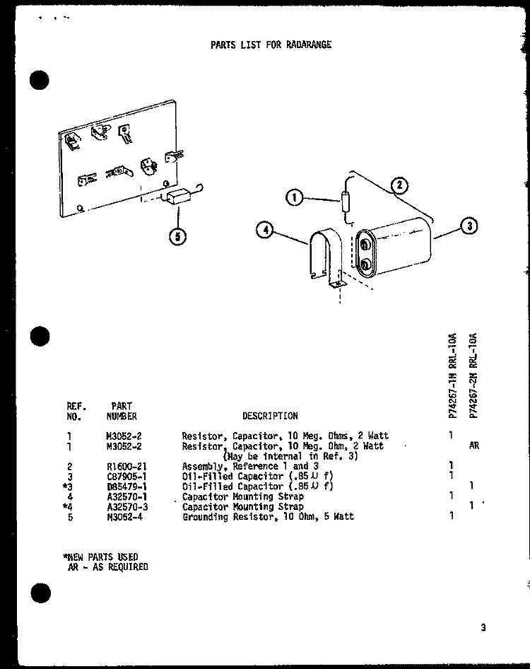 Page 1 Diagram and Parts List for RRL-10A P7426701M Amana Microwave