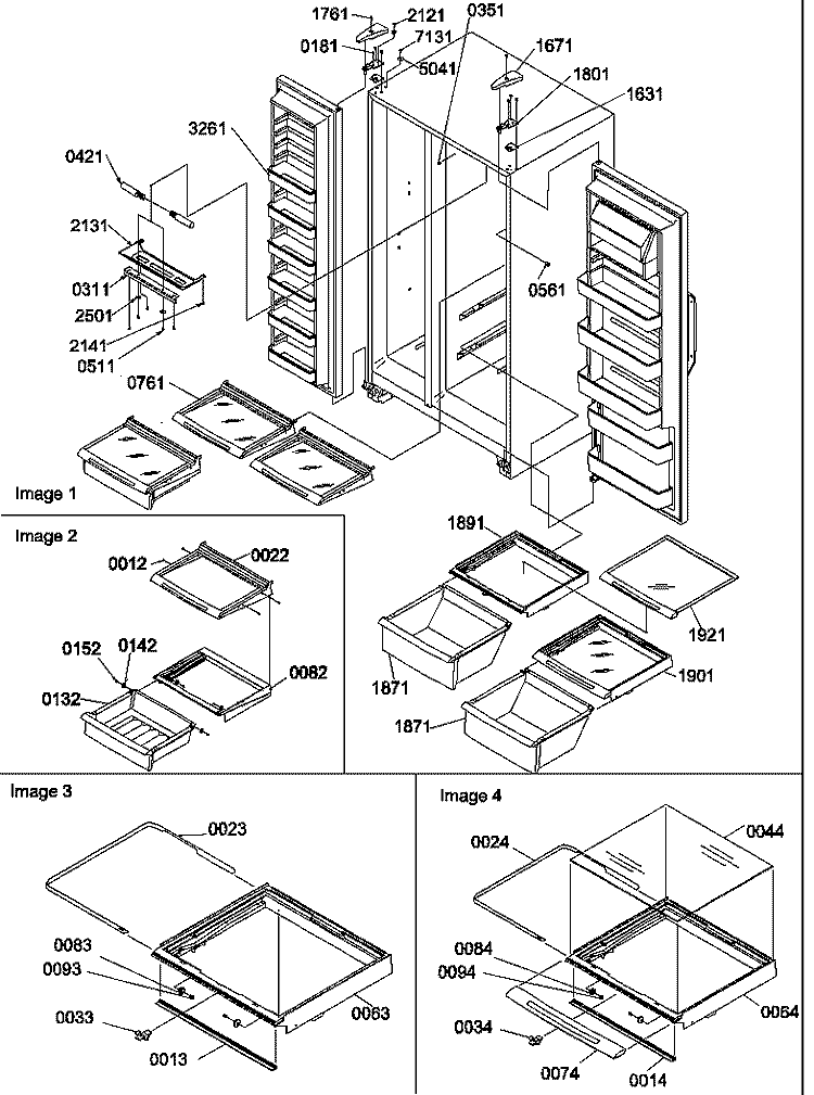 REF / FZ SHELVES, LIGHTS, AND HINGES Diagram and Parts List for SX322S2L P1307303W L Amana Refrigerator