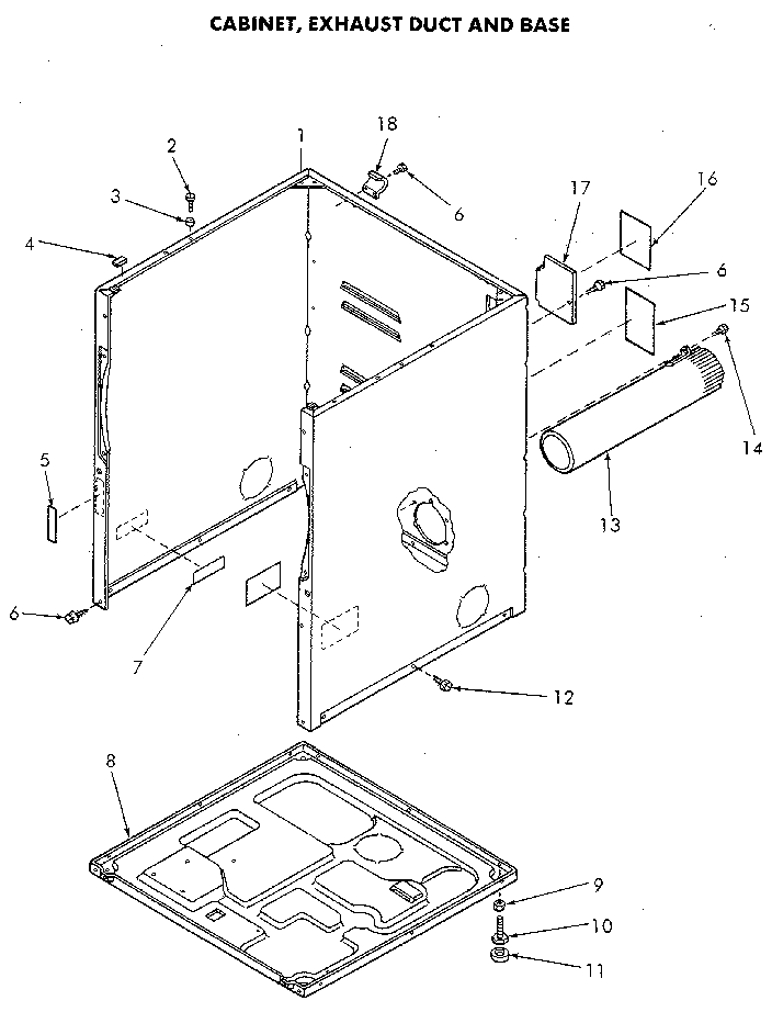 Cabinet And Base Diagram and Parts List for NE4813L43738  Speed Queen Dryer