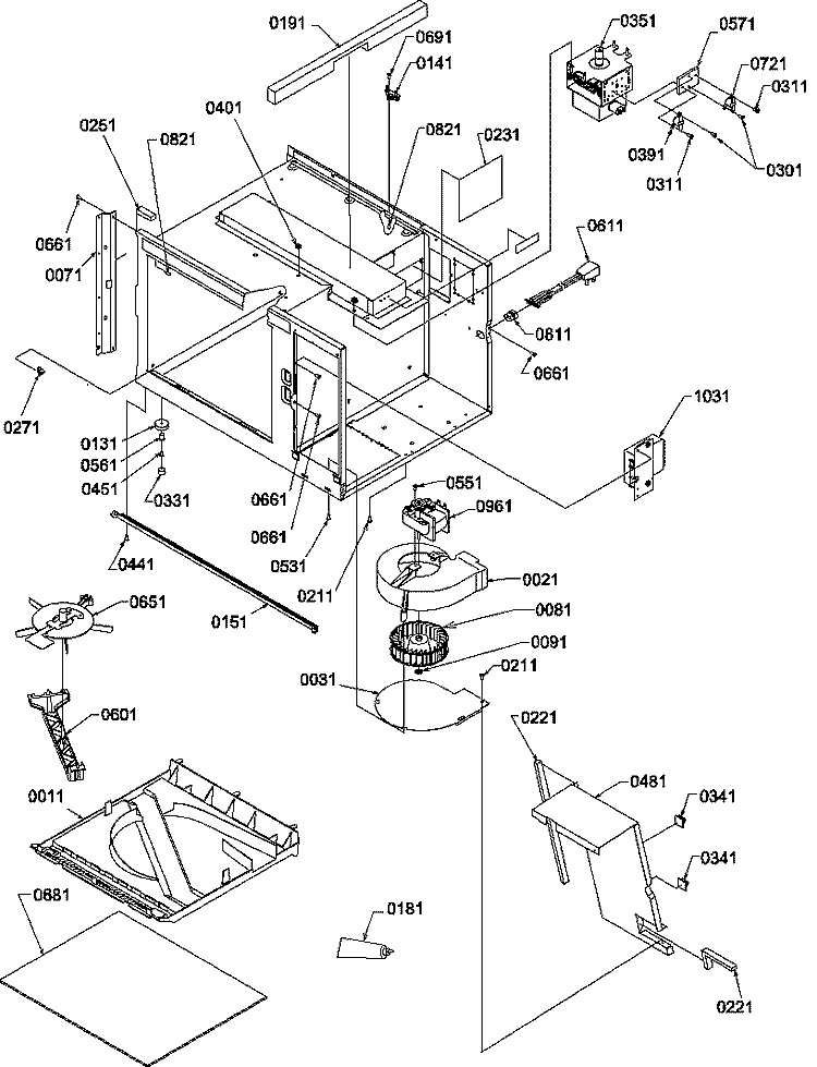 CABINET Diagram and Parts List for RFS11MPLWT P1300302M Amana Microwave
