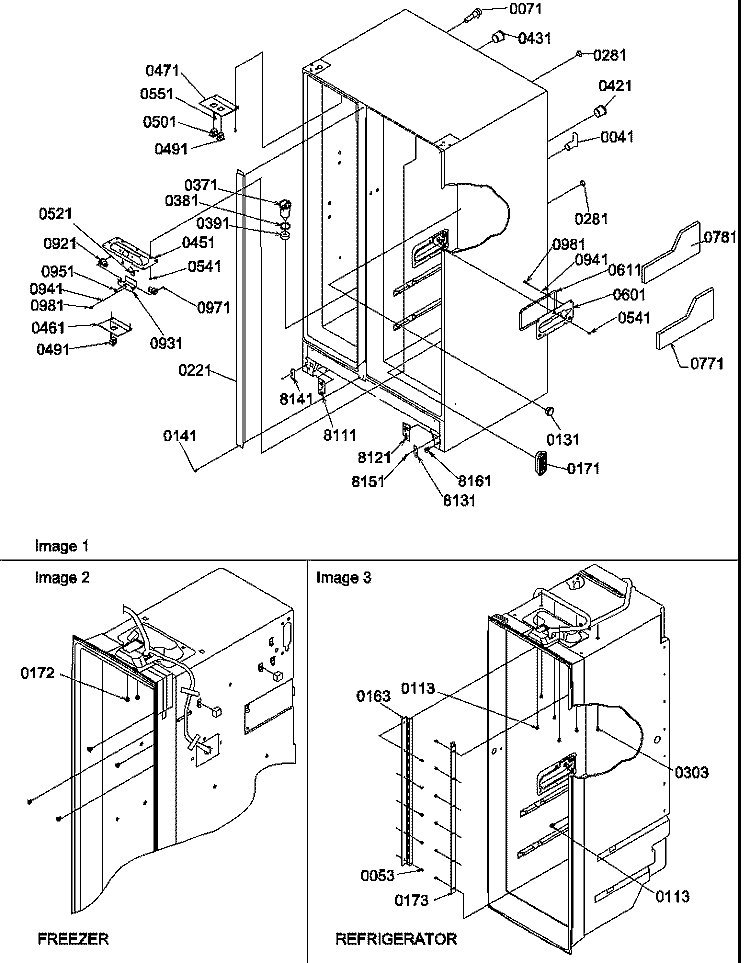 CABINET PARTS Diagram and Parts List for SRDE327S3E P1307106W E Amana Refrigerator