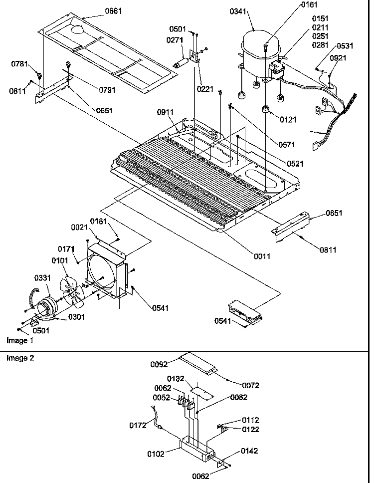MACHINE COMPARTMENT Diagram and Parts List for SRDE327S3E P1307106W E Amana Refrigerator