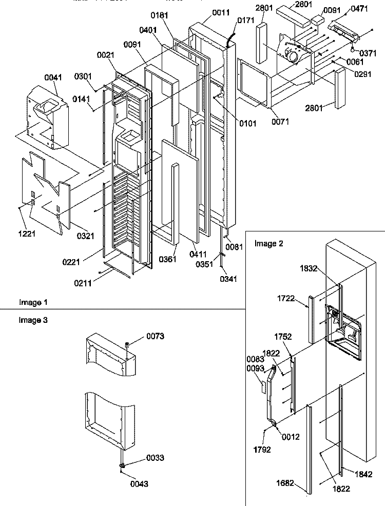 FZ DOOR Diagram and Parts List for SXD322L P1305703W L Amana Refrigerator