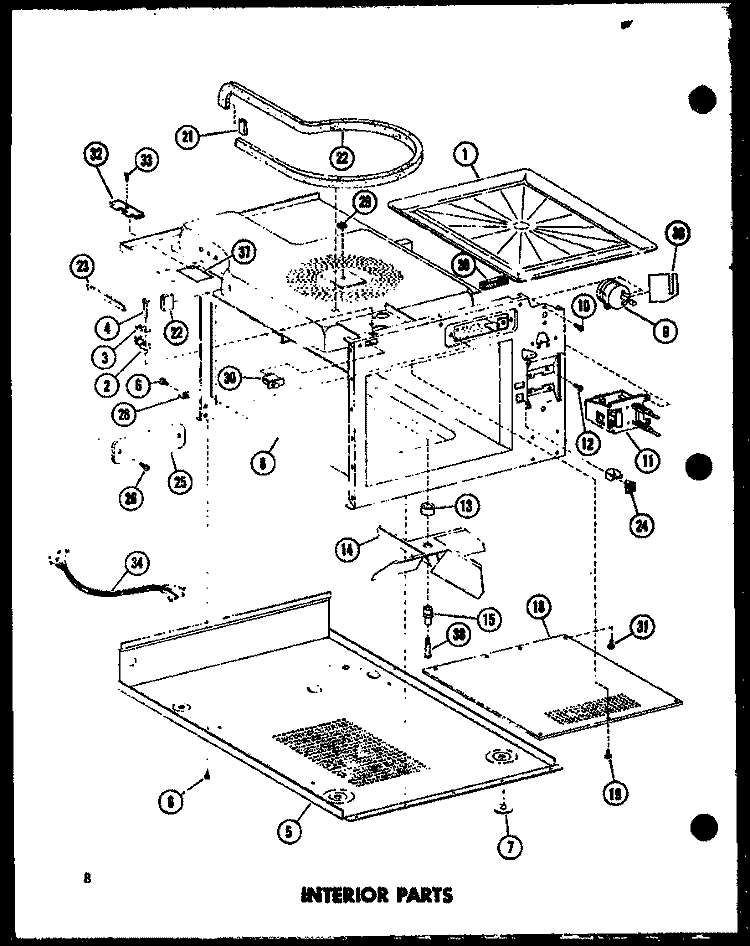 INTERIOR PARTS Diagram and Parts List for ML-3 P7450201M Amana Microwave