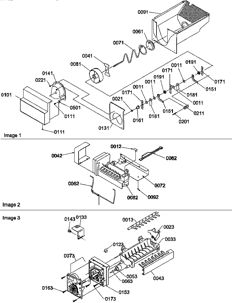 ICE BUCKT AUGER / MAKER ASSY / & MAKER PRTS Diagram and Parts List for SXD322L P1305703W L Amana Refrigerator