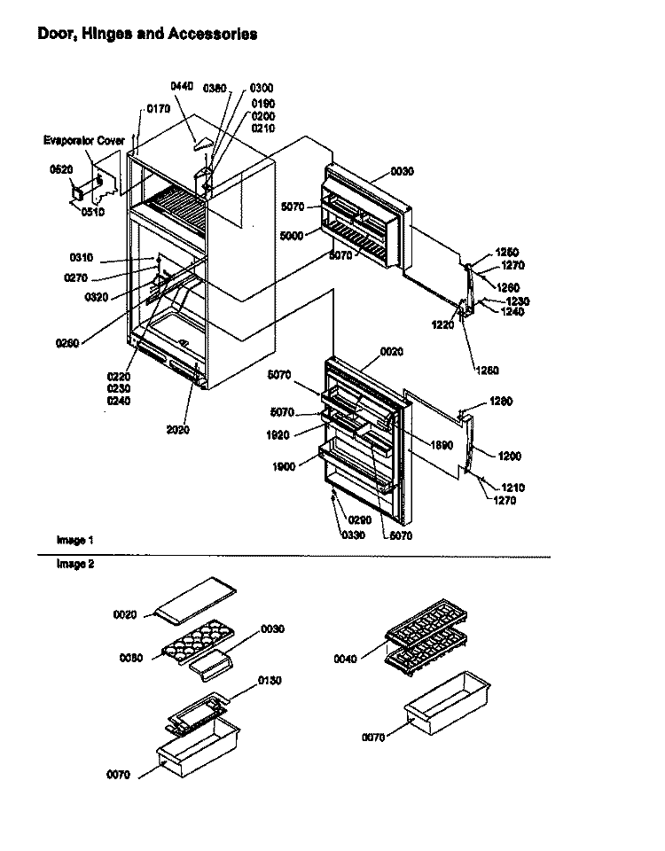 DOOR, HINGES AND ACCESSORIES Diagram and Parts List for TH25TW P1303001W W Amana Refrigerator