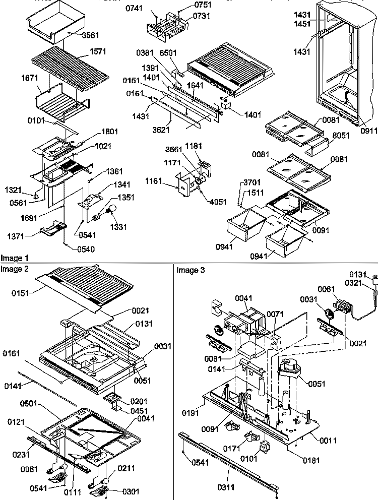 INTERIOR CABINET AND DRAIN BLOCK ASSY Diagram and Parts List for TR18TW P1303101W W Amana Refrigerator