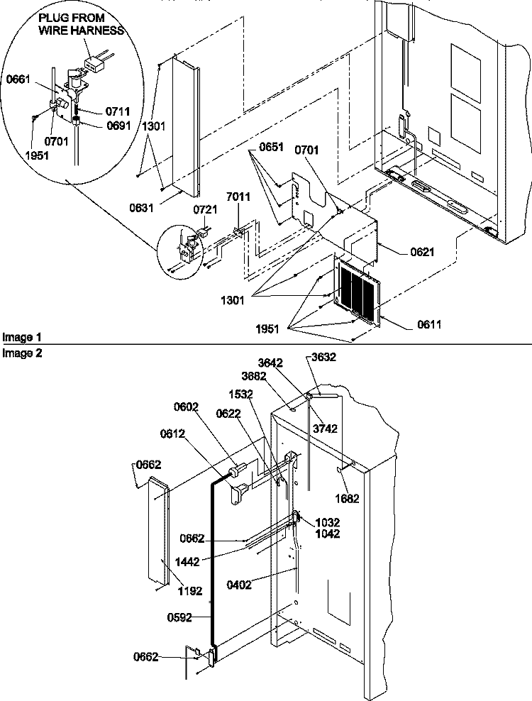 CABINET BACK Diagram and Parts List for TR18TW P1303101W W Amana Refrigerator