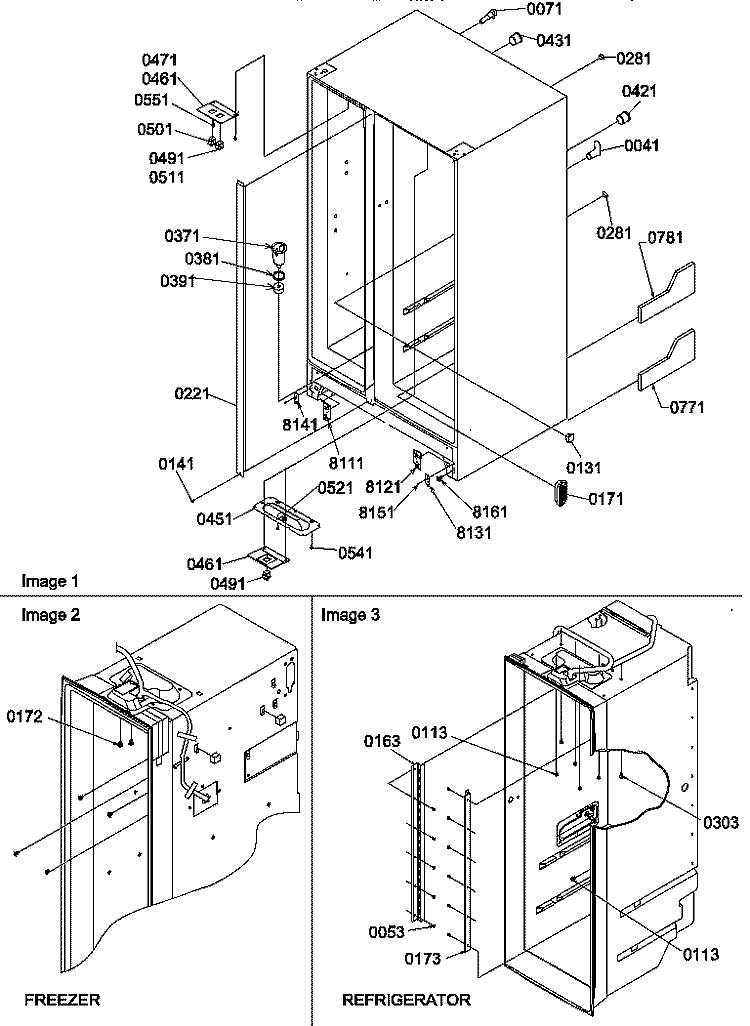 CABINET PARTS Diagram and Parts List for SXD22S2W P1303512W W Amana Refrigerator