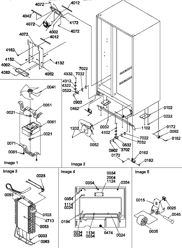 DRAIN SYSTEM, ROLLERS, AND EVAP ASSY Diagram and Parts List for SXD22S2W P1303512W W Amana Refrigerator