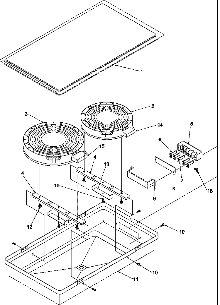 ACH100 (HALOGEN / RADIANT, 8`` / 6``) Diagram and Parts List for ACR100W P1133384N W Amana Cooktop