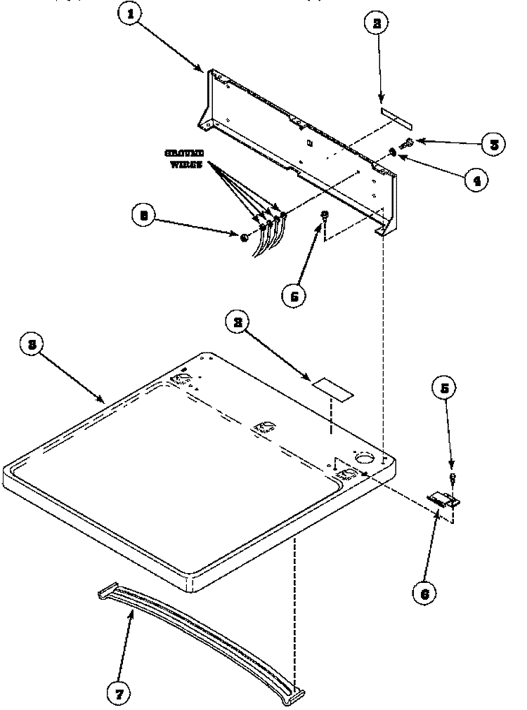 CABINET TOP AND CONTROL HOOD REAR PANEL Diagram and Parts List for LTC85AW PLTC85AW Amana Washer
