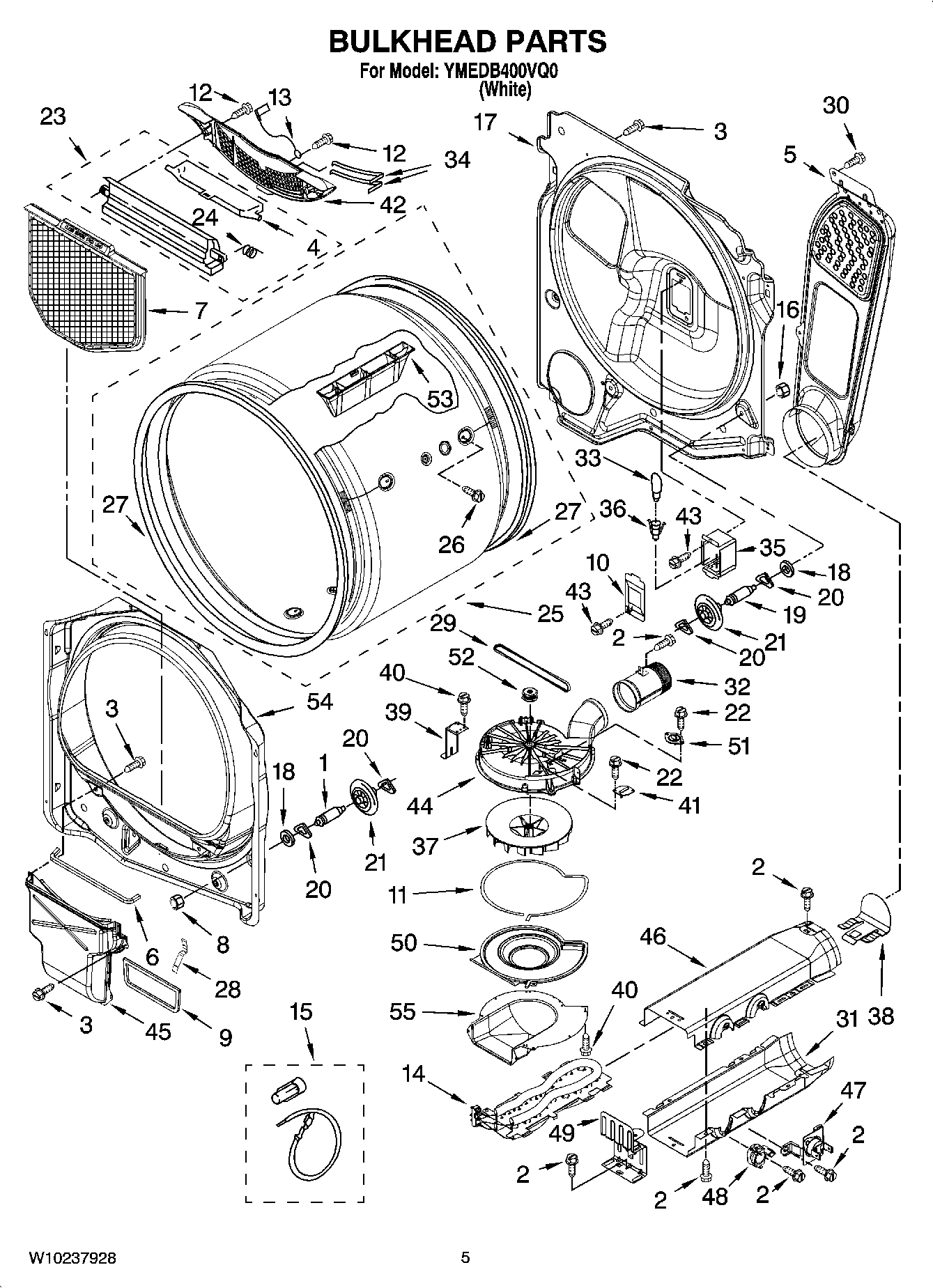 03 - BULKHEAD PARTS, OPTIONAL PARTS (NOT INCLUDED) Diagram and Parts List for YMEDB400VQ0  Maytag Dryer