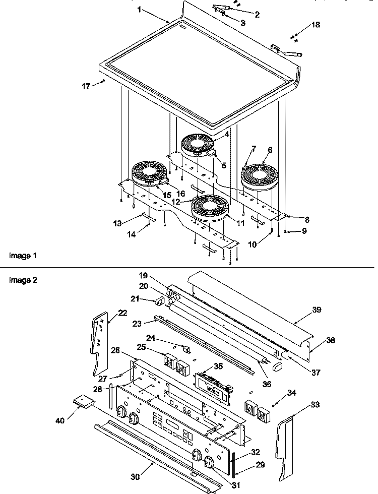 MAIN TOP AND BACKGUARD Diagram and Parts List for CARTC7500WW P1143467NWW Amana Range