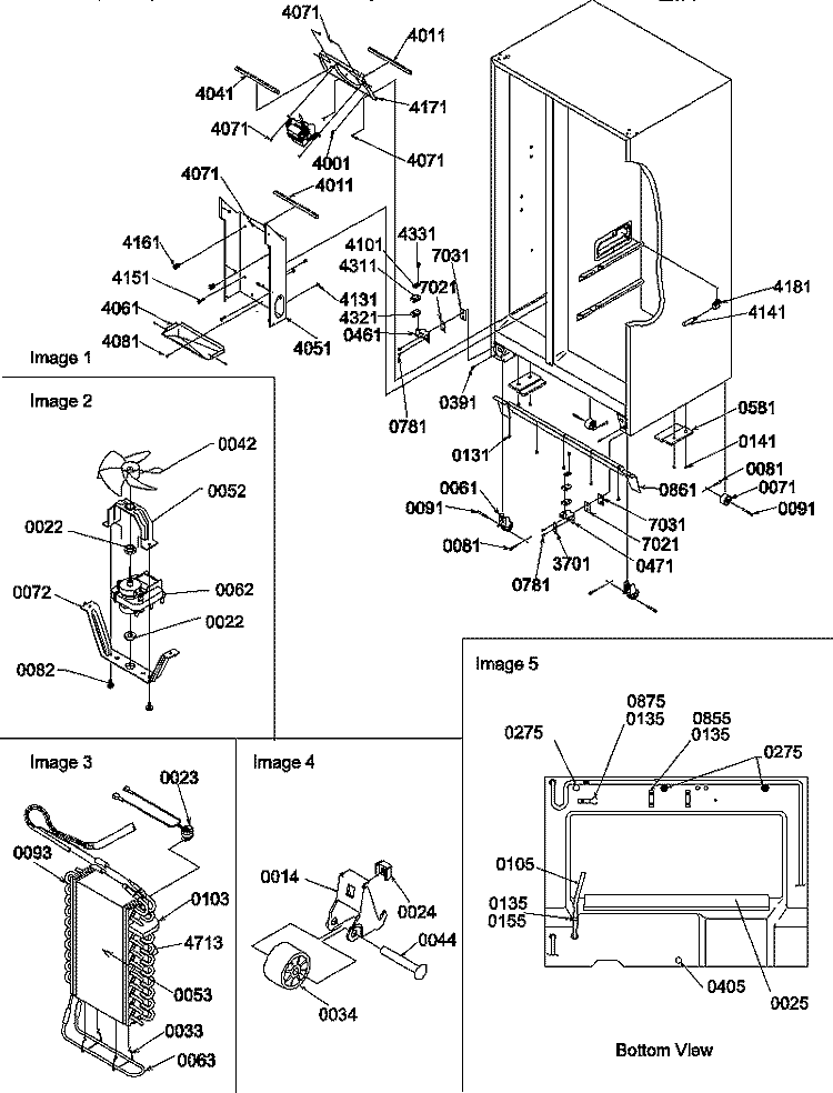 DRAIN SYSTEM, ROLLERS, AND EVAP ASSY Diagram and Parts List for SS25TL P1194004W L Amana Refrigerator