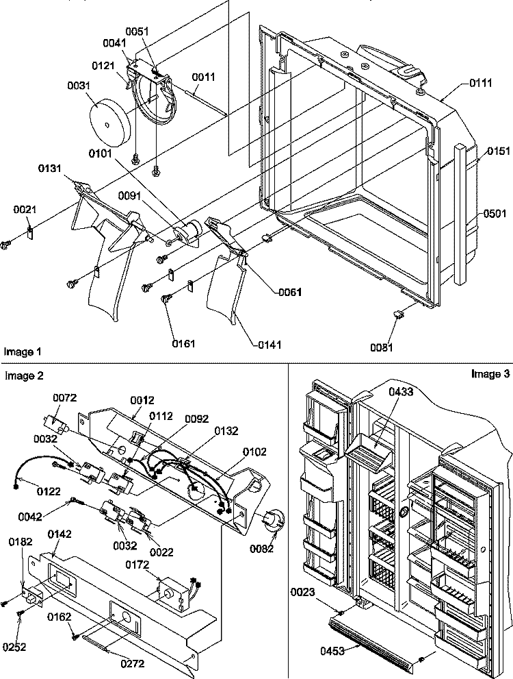 ICE - WATER CAV / ELEC BRKT ASSY / TOE GRILLE Diagram and Parts List for SBDE20TPE P1190904W E Amana Refrigerator
