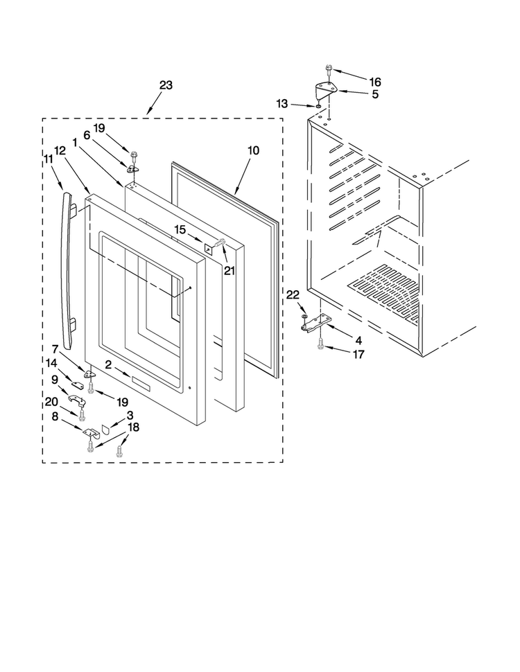 Door Parts Diagram and Parts List for JUW248LWRS00  Jenn-Air Wine and Beverage Cooler