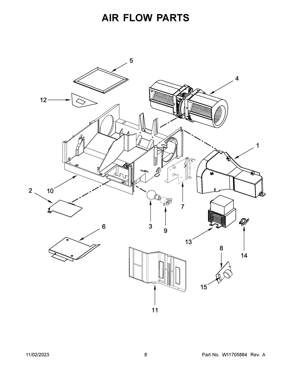 Air Flow Parts Diagram and Parts List for YAMV2307PFS07  Amana Microwave