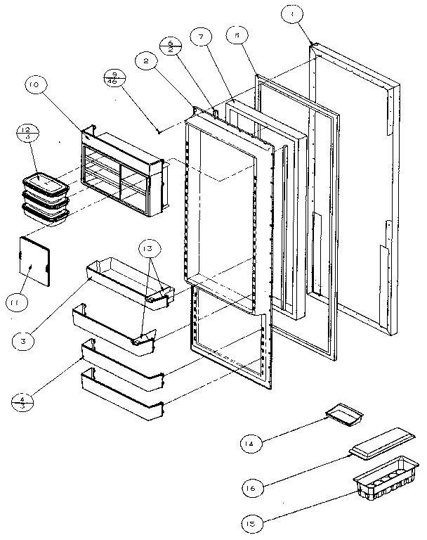 Refrigerator Door Diagram and Parts List for 36541-P1121701W  Amana Refrigerator