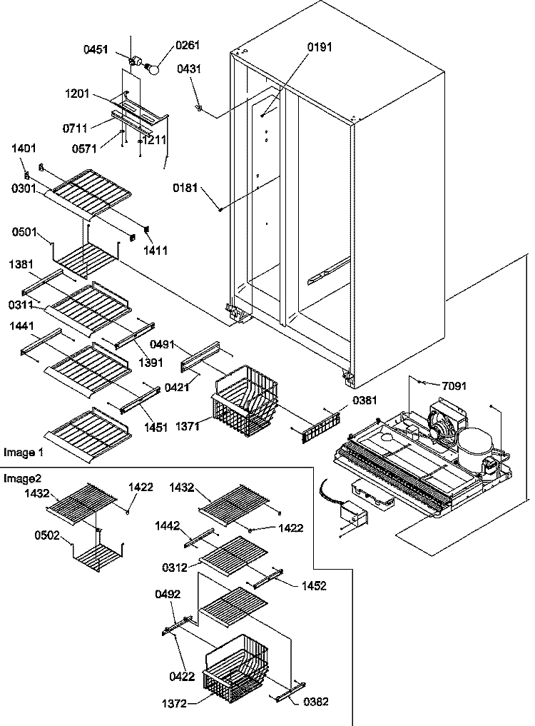FZ SHELVES AND LIGHT Diagram and Parts List for SX22SW P1190210W W Amana Refrigerator