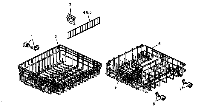 RACK ASSY Diagram and Parts List for ADU6000CB P1199004W Amana Dishwasher