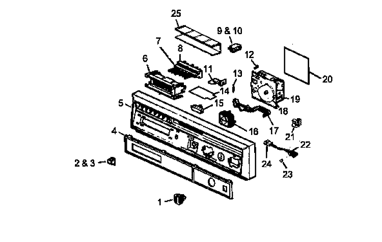 CONTROL PANEL ASSY Diagram and Parts List for ADU6000CB P1199004W Amana Dishwasher