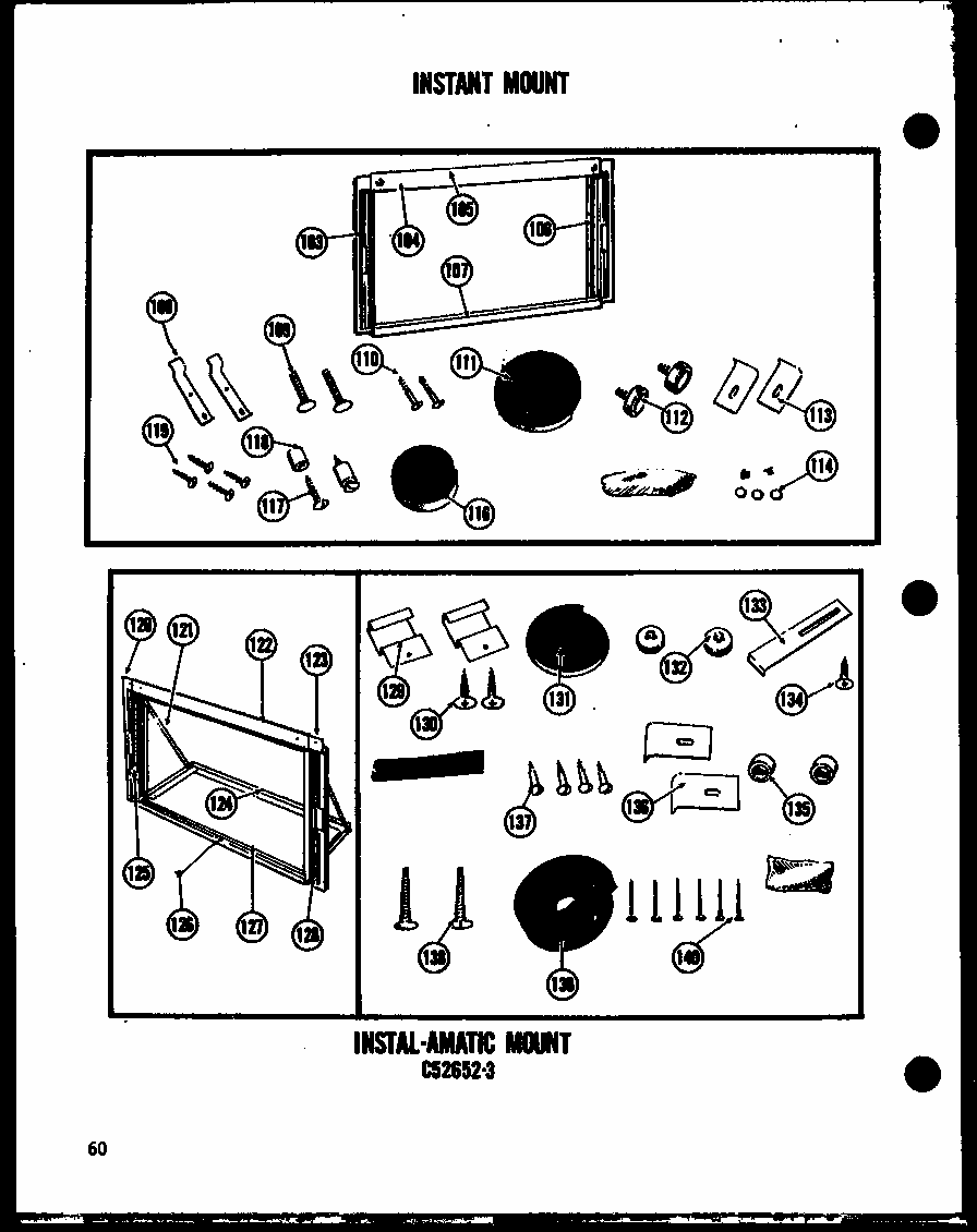 Instant Mount Diagram and Parts List for 109-2GM P54336-13R Amana Air Conditioner