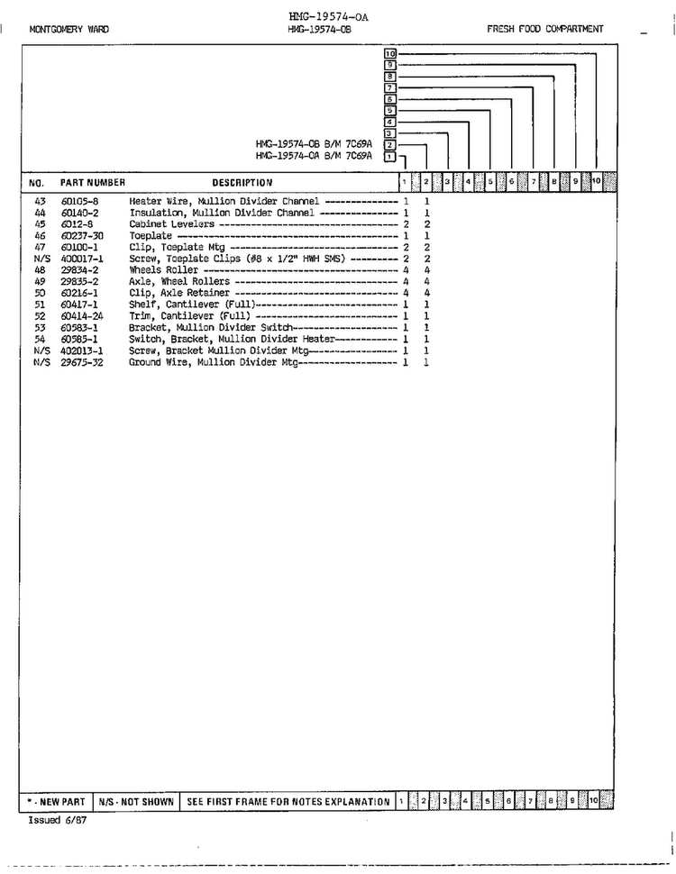 Fresh Food Compartment Page 3 Diagram and Parts List for 19574B  Admiral Refrigerator