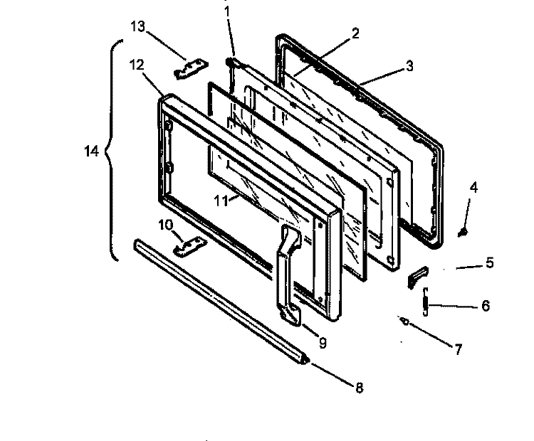 DOOR ASSY Diagram and Parts List for MVH220E P1195204M Amana Microwave