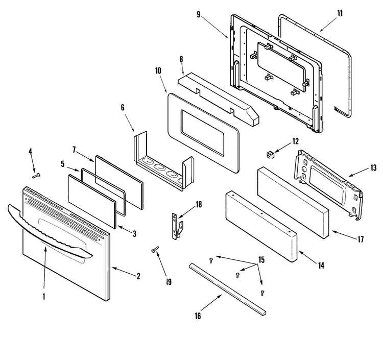 Door/drawer Diagram and Parts List for MGRH451BDS  Maytag Range