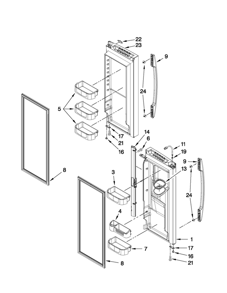 Refrigerator Door Parts Diagram and Parts List for MFI2670XEM6  Maytag Refrigerator