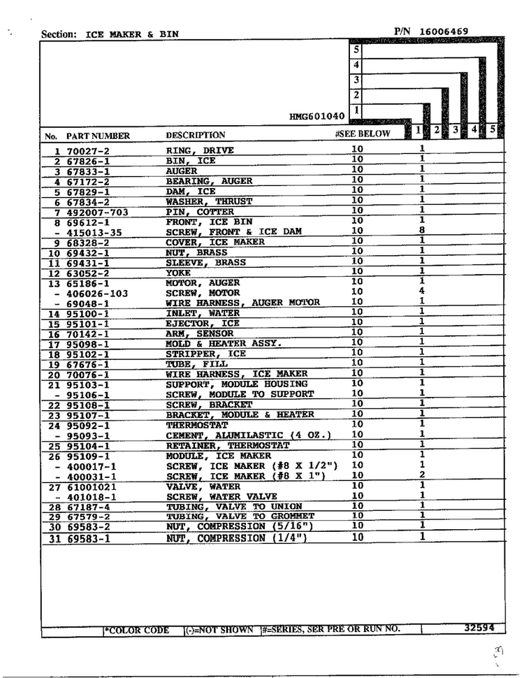 Ice Maker And Bin Page 2 Diagram and Parts List for 301040  Admiral Refrigerator