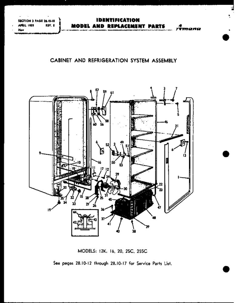 Diagram Diagram and Parts List for 25S  Amana Freezer