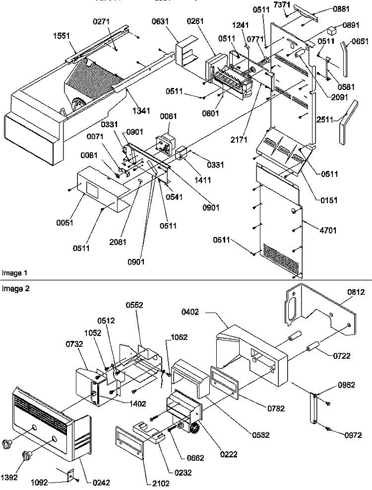 ICE MAKER / CONTROLS Diagram and Parts List for SRD22S3W P1190327W W Amana Refrigerator