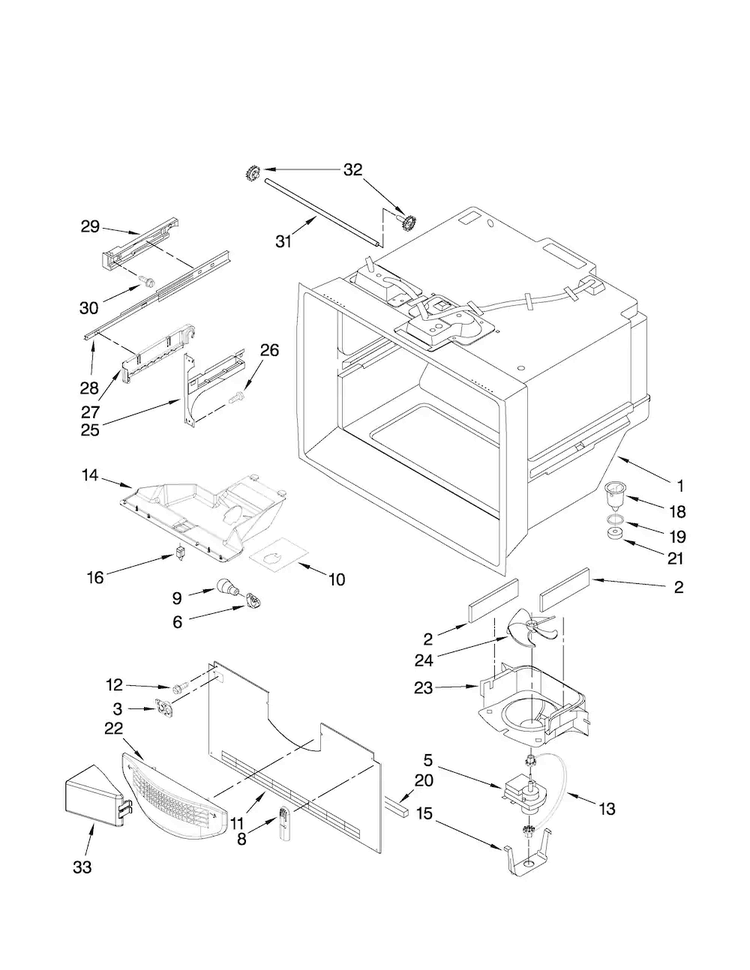 Freezer Liner Parts Diagram and Parts List for AFD2535FES6  Amana Refrigerator
