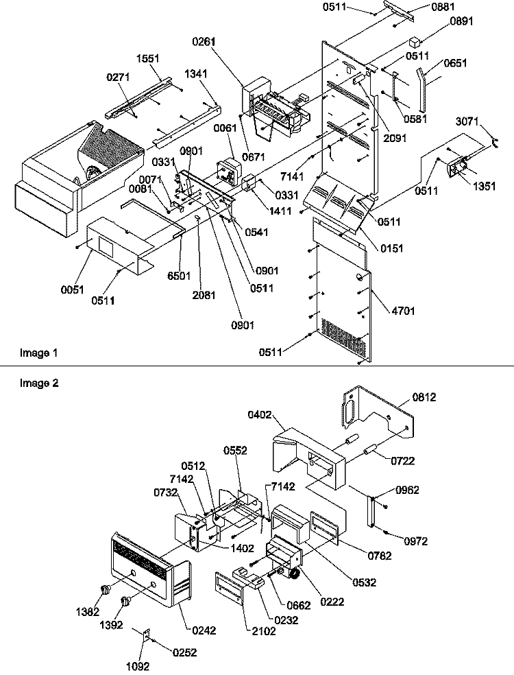 ICE MAKER / CONTROL ASSY Diagram and Parts List for SBDT520TW P1313201W W Amana Refrigerator