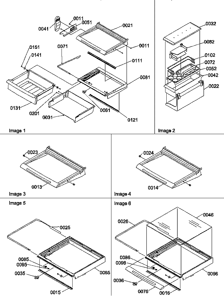 DELI, SHELVES, CRISPER ASSEMBLIES & ACS Diagram and Parts List for SRD522TE P1313301W E Amana Refrigerator