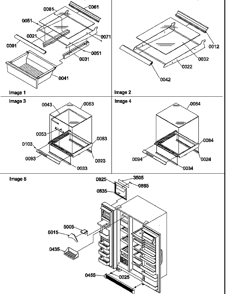 SHELVES, DELI, CRISPER ASSY & TOE GRILLE Diagram and Parts List for SSD522TBW P1313601W W Amana Refrigerator