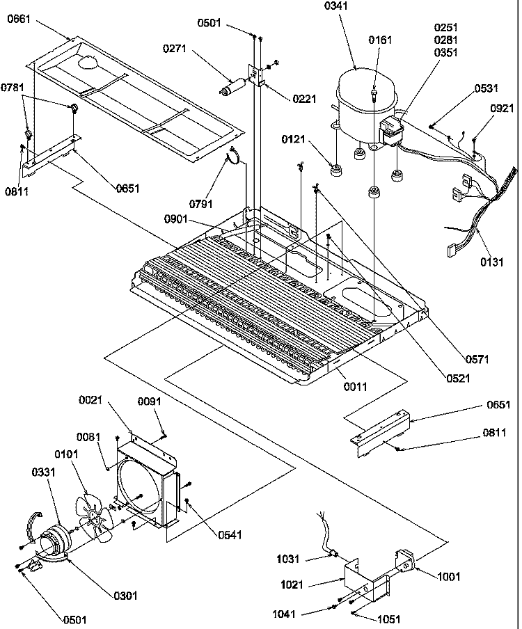 MACHINE COMPARTMENT Diagram and Parts List for SSD522TBW P1313601W W Amana Refrigerator