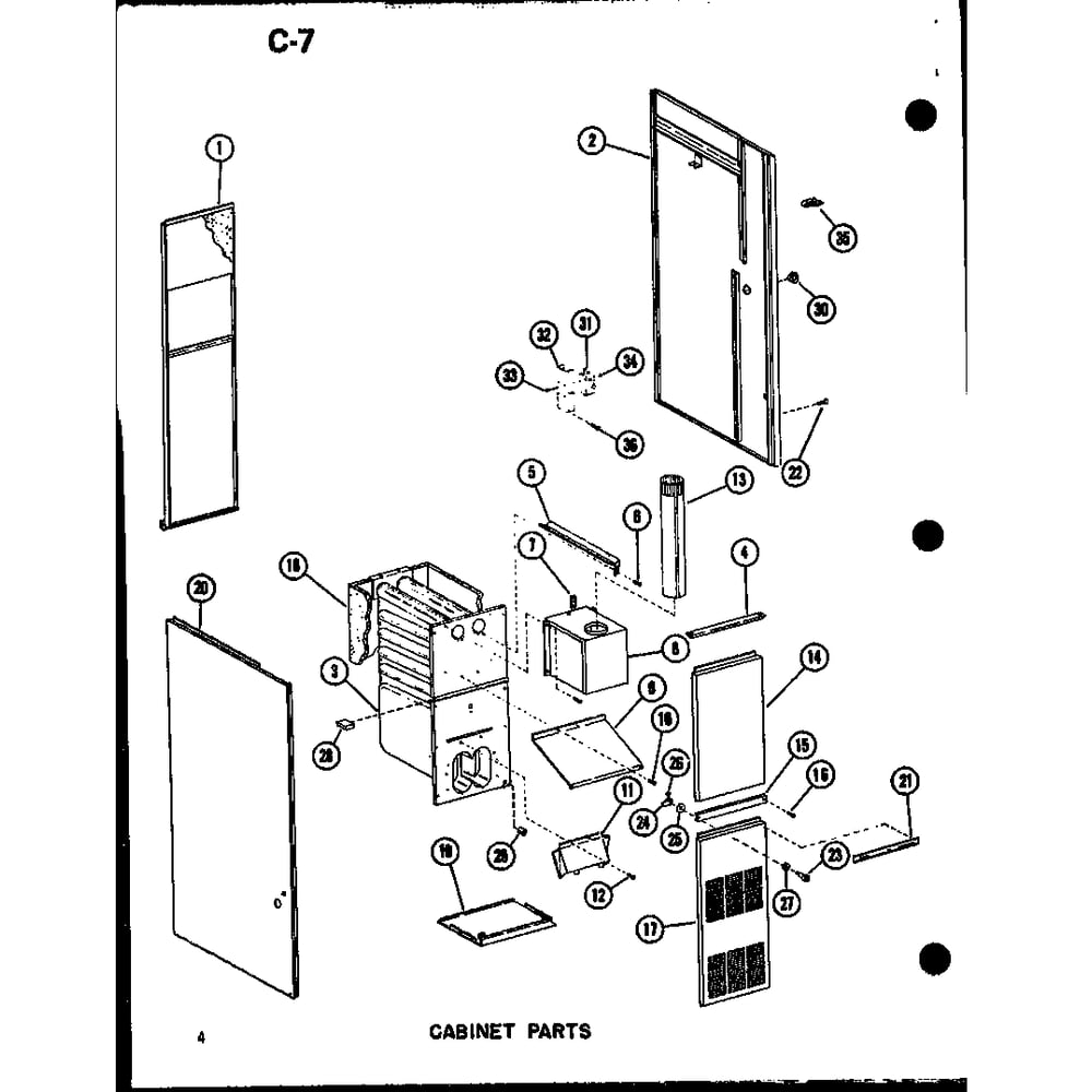 Cabinet Parts Diagram and Parts List for GCE120DM P96597-6F Amana Furnace