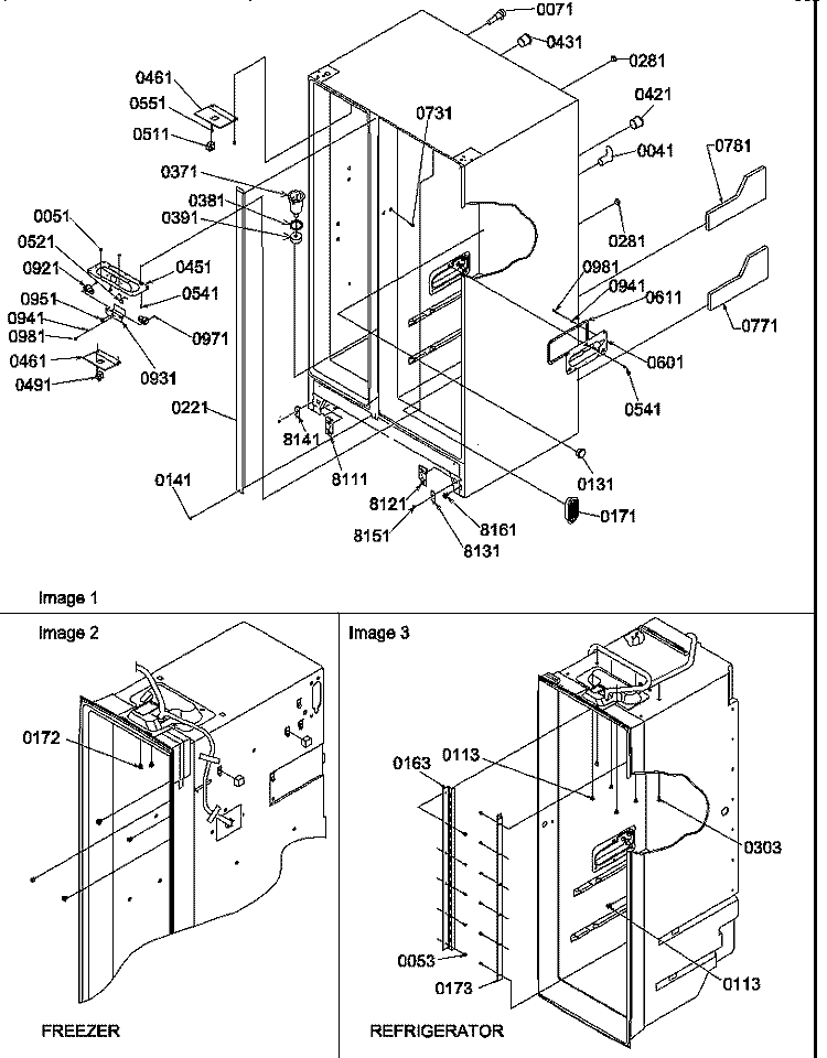 CABINET PARTS Diagram and Parts List for SRD526TW P1313401W W Amana Refrigerator