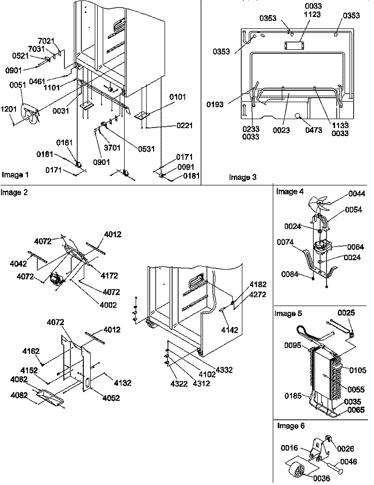 DRAIN SYSTEM, ROLLERS, AND EVAP ASSY Diagram and Parts List for SRD526TW P1313401W W Amana Refrigerator