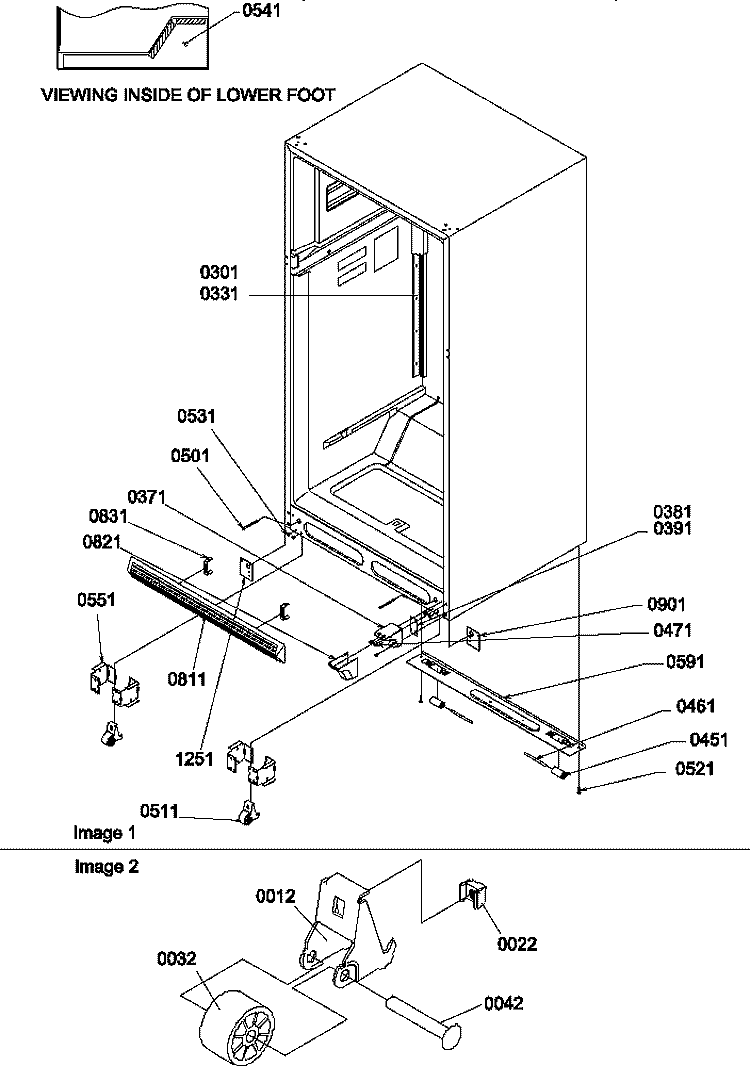 LADDERS, LOWER CABINET AND ROLLERS Diagram and Parts List for TM18VW P1305902W W Amana Refrigerator