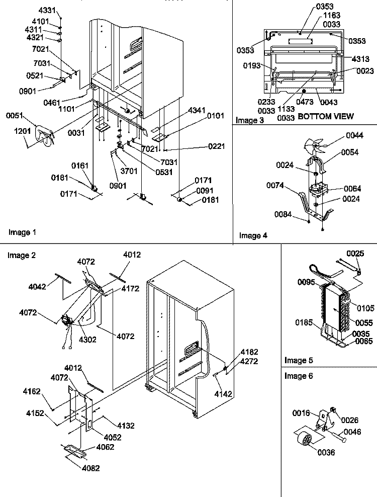 DRAIN SYSTEMS, ROLLERS, AND EVAP ASSY Diagram and Parts List for SRDE327S3W P1312501W W Amana Refrigerator