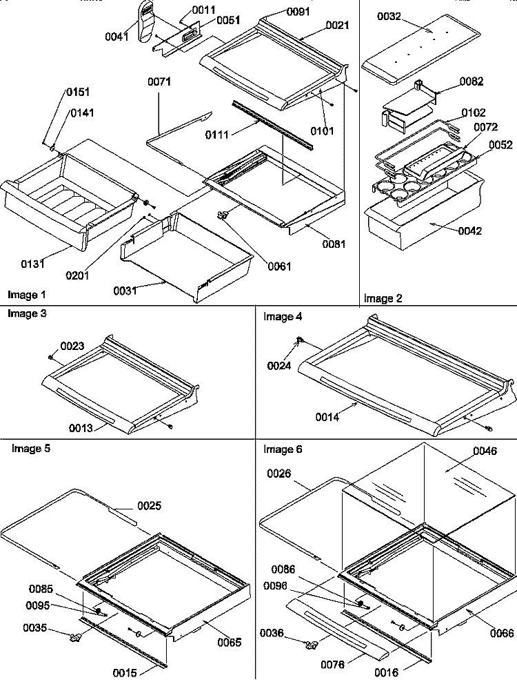 SHELVES, DELI, AND CRISPER ASSEMBLIES Diagram and Parts List for SBDE20S4SW P1190903W W Amana Refrigerator